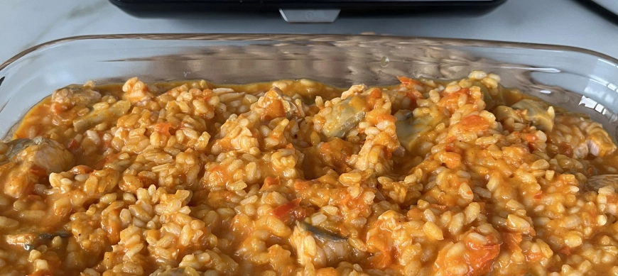 ARROZ CON SALMÓN Y CHAMPIÑONES