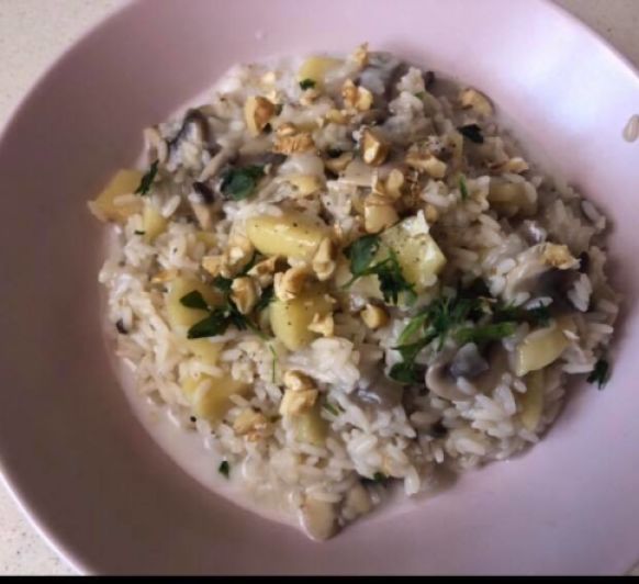 RISOTTO CON CHAMPIÑONES Y MANZANA